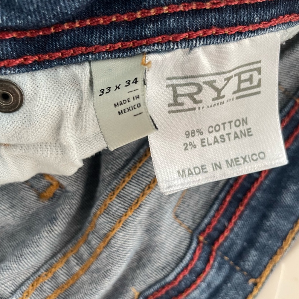 Hawker Rye “The Marshall” Men's Slim Fit Stretch Denim Jeans 33x34 - Picture 3 of 5